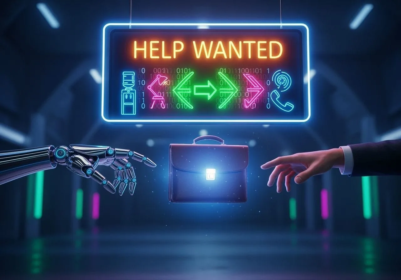 Glowing Help Wanted Sign