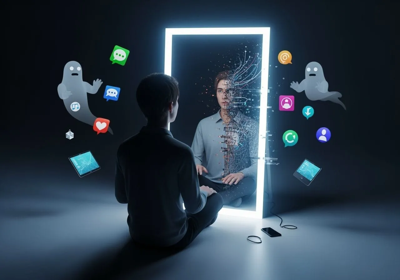 Human Sees Not Reflection Digital Mirror