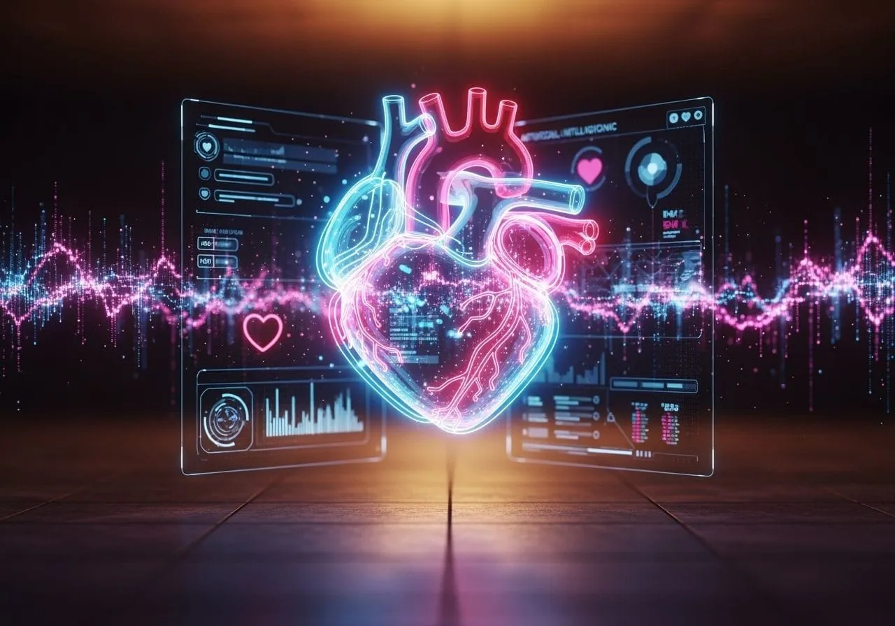 Digital Heart Glowing Neon