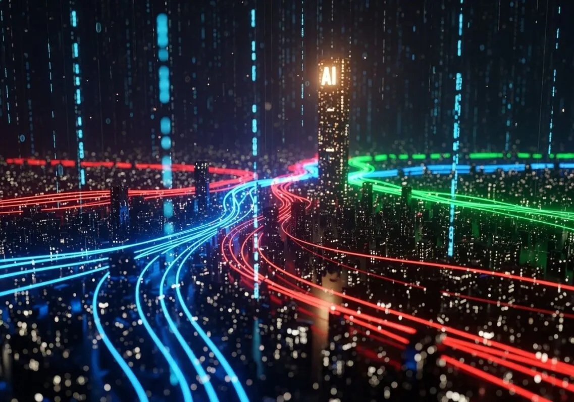 Digital Landscape Modern Neon Abstract