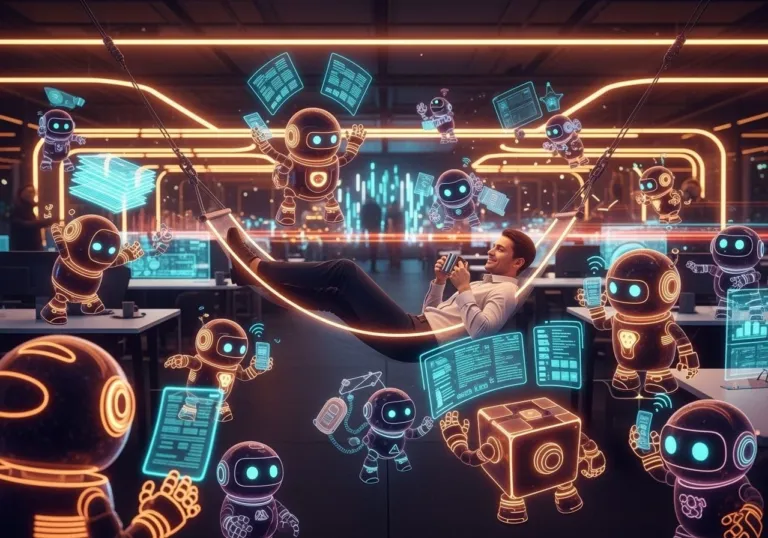 Futuristic Office Hammock Ai Robots