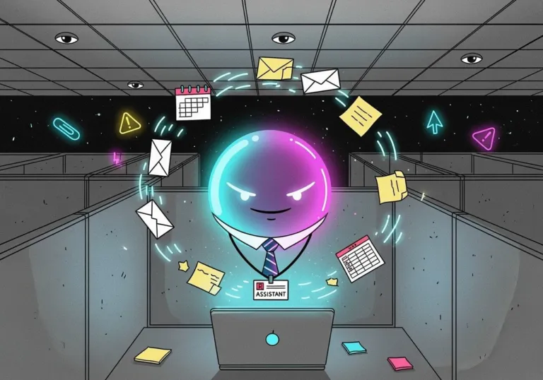 Illustration Of A Smug Corporate Ai Assistant