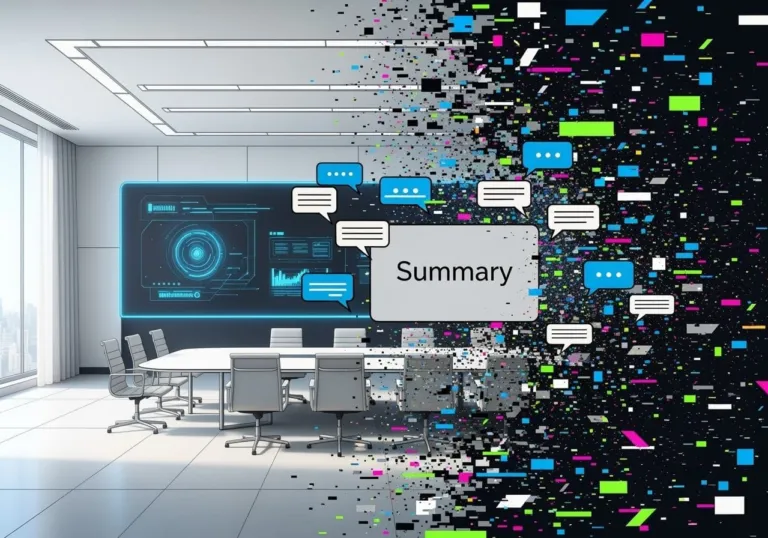 Meeting Room Dissolving Into Glitchy Static