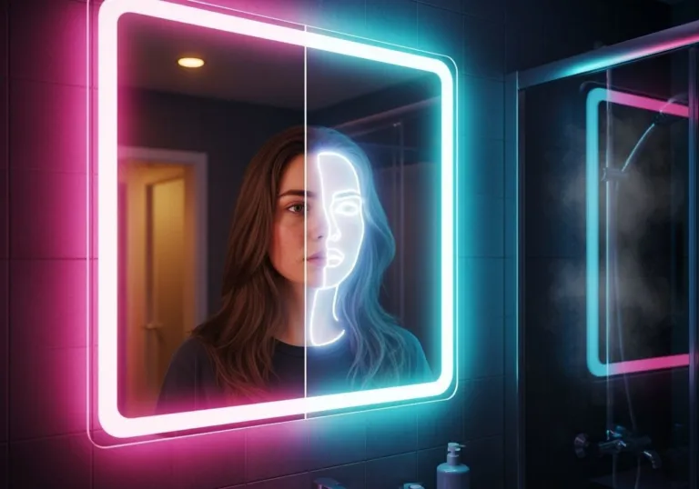 Neonlit Bathroom Ai Filter Reflections