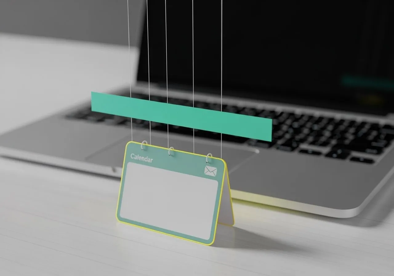 Calender card sits in front of sleek laptop - prompt injection hangs overhead