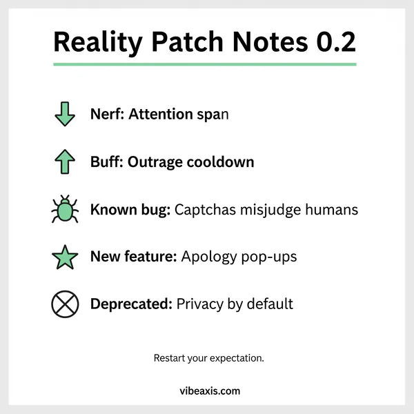 Example ‘Reality vX.Y’ patch showing Added, Fixed, Deprecated, Known Bugs, Security, Receipts filled in