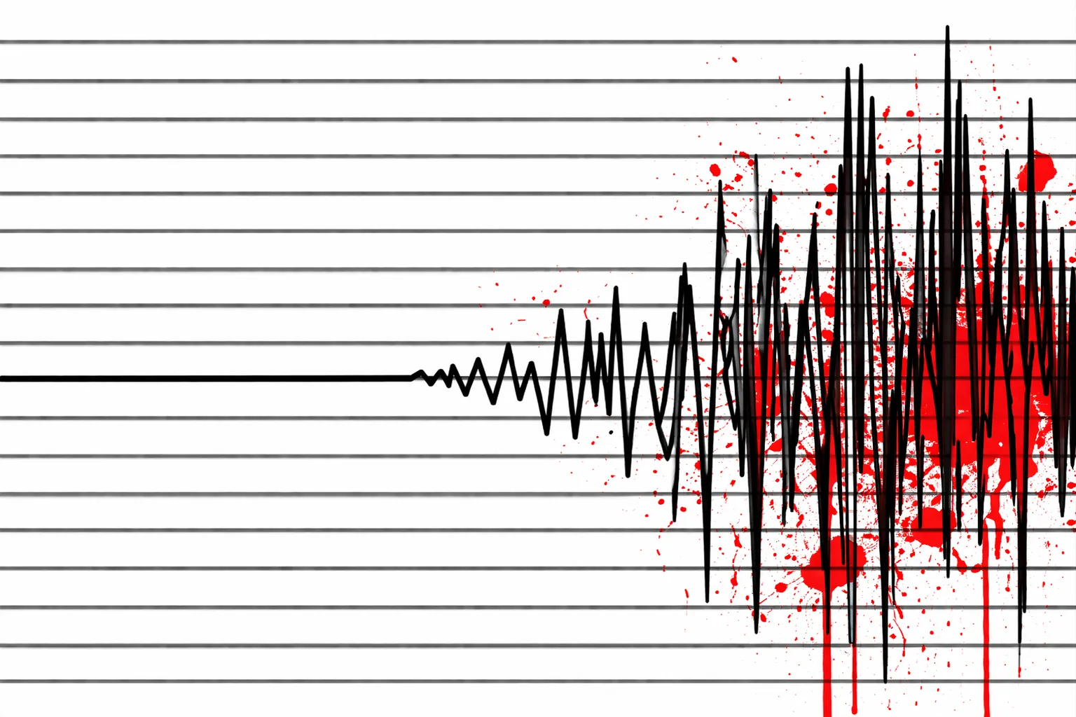 Chaotic heartbeat on lined paper